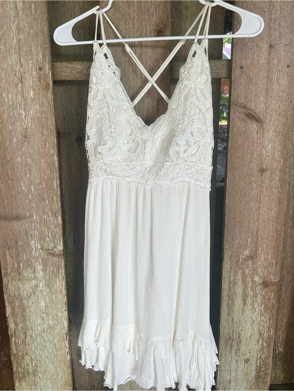 Boho white lace dress
